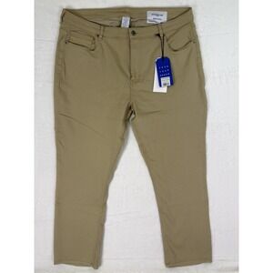 New The Perfect Jean NYC Mens 44x32 Khaki Denim Athletic Fit Straight Denkhaki
